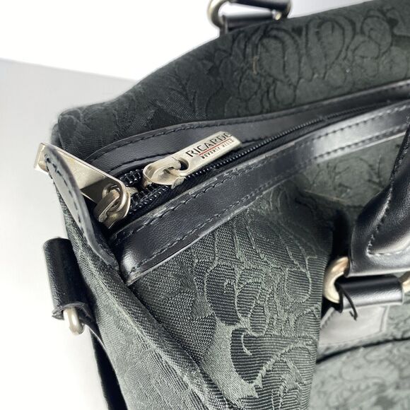 VTG Ricardo Beverly Hills Carry On Travel Bag Black Floral Tapestry Luggage Bag - Picture 7 of 15